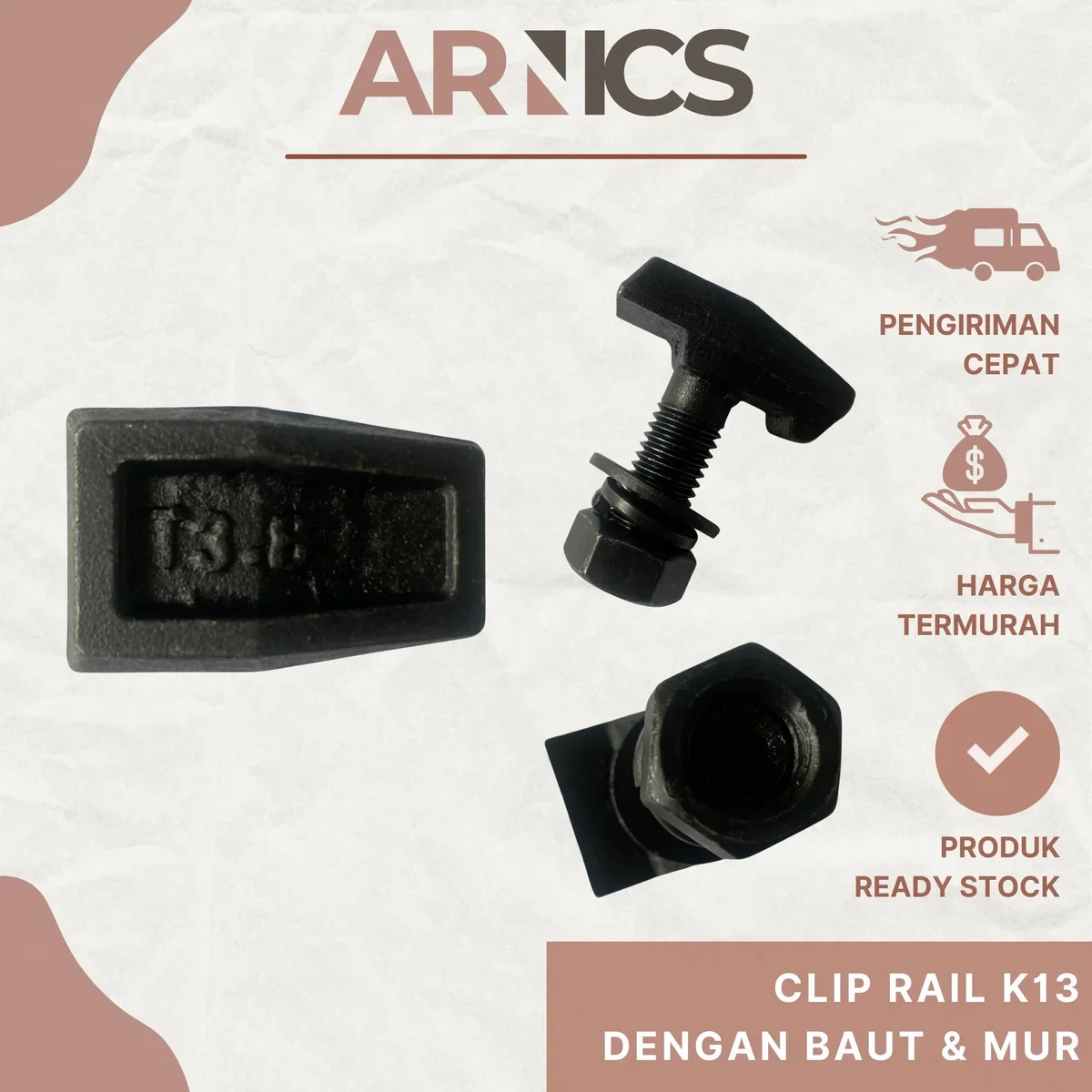 Clip Rail K13 Dengan Baut dan Mur