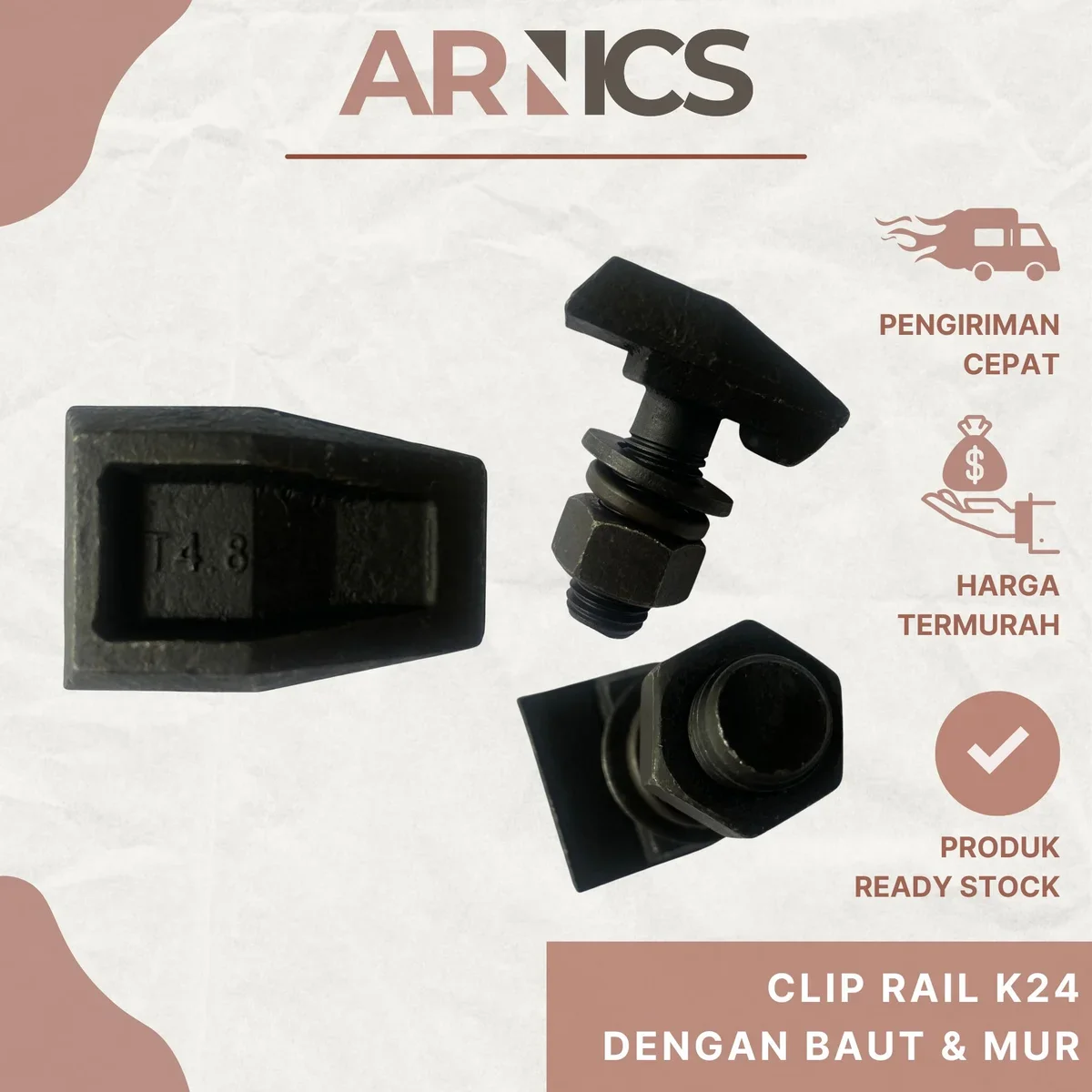 Clip Rail K24 Dengan Baut dan Mur