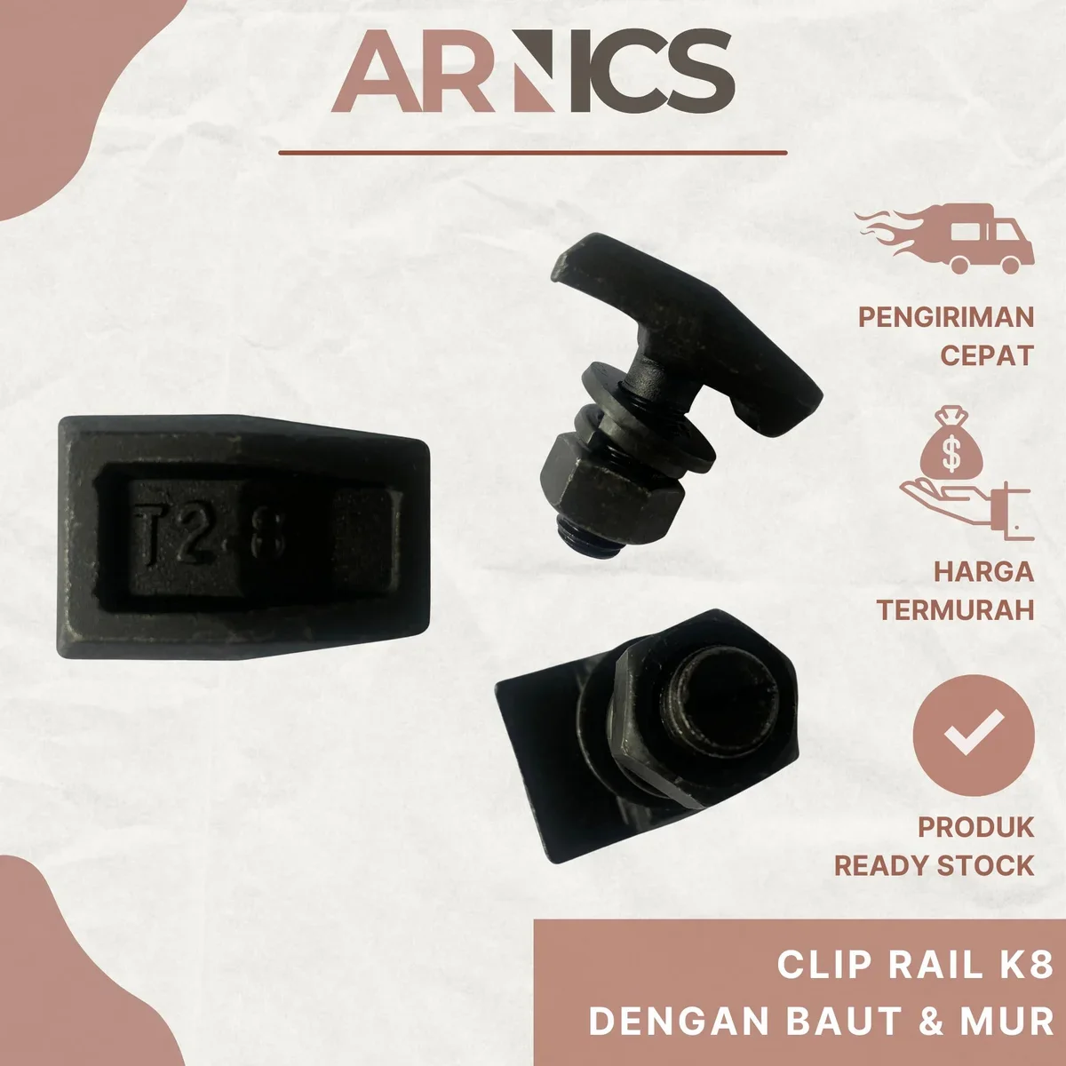 Clip Rail K8 Dengan Baut dan Mur